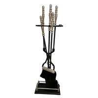 Κρεμανταλάς - Σετ 4 Εργαλείων Τζακιού  Μαύρο - Χρωμέ