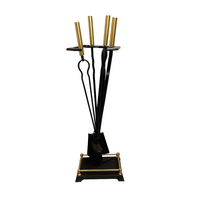 Κρεμανταλάς Σετ 4 Εργαλείων Τζακιού Μαύρο - Χρυσό