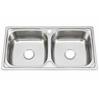Νεροχύτης INOX Διπλός 100 × 50 cm Με Υπερχείλιση