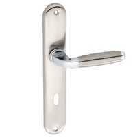 Πόμολο Πόρτας με Πλάκα Νίκελ Ματ Z-023 (Ζεύγος)