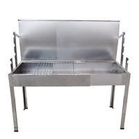 Ψησταριά Κάρβουνου Για Αρνί Με Καπάκι Συρταρωτή 95-150 X 55cm