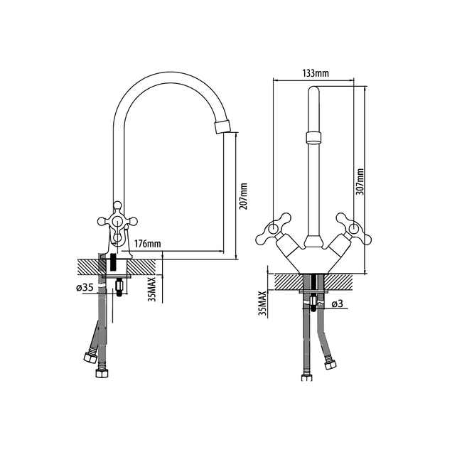 Kitchen Faucet RETRO LUX CHROME 1/2"