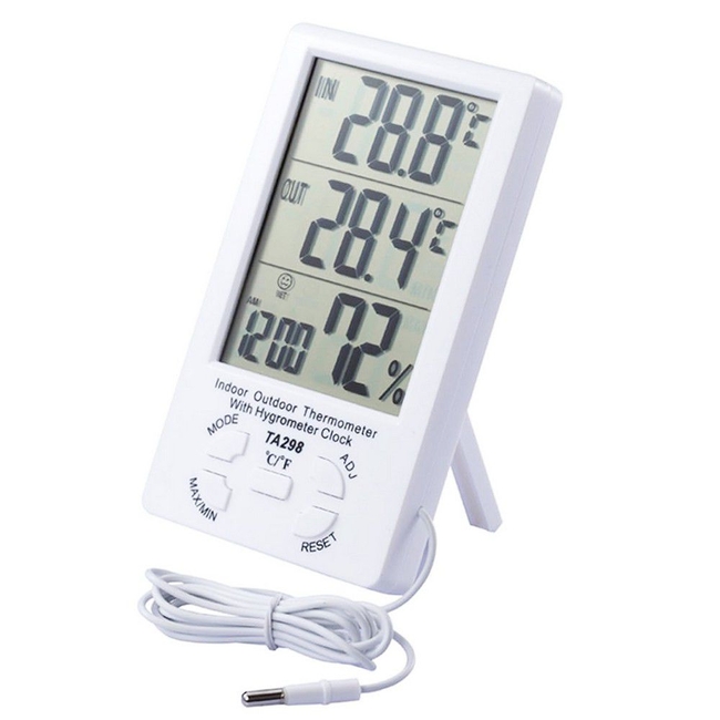 TA298 Digital Indoor/Outdoor Thermometer with Hygrometer & Clock