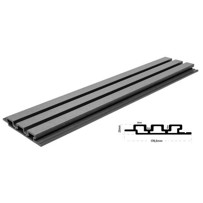 WPC PANEL ΜΕ 3D ΠΗΧΑΚΙΑ 25/176.5mm L.GREY 8550 NewPlan