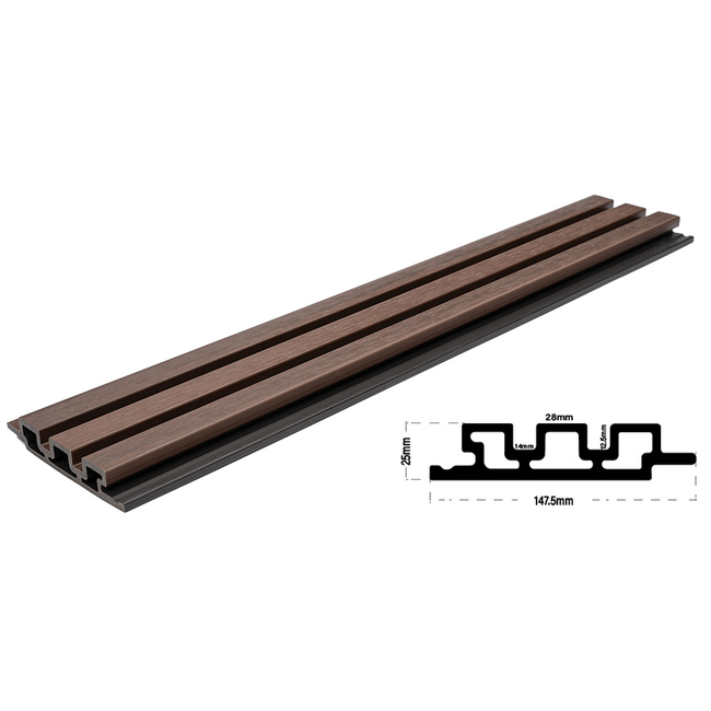 WPC PANEL 2ης ΓΕΝΙΑΣ ΜΕ 3D ΠΗΧΑΚΙΑ 25/147.5mm COFFEE 5530 NewPlan