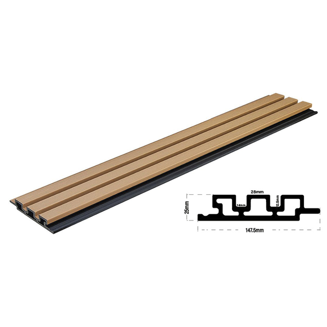 WPC PANEL 2ης ΓΕΝΙΑΣ ΜΕ 3D ΠΗΧΑΚΙΑ 25/147.5mm OAK 5580 NewPlan
