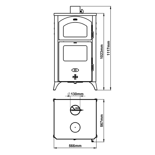 Ξυλόσομπα PRITY FGR D 14.5 KW Με Φούρνο