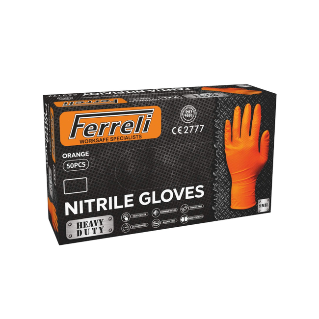 Nitrile Gloves Orange FERRELI (Pack of 50) XXL