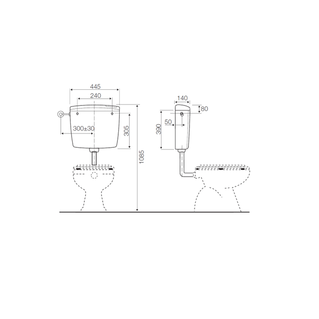 Wall-mounted Plastic Cistern Valsir PERK 6L
