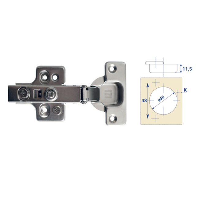 Mεντεσές Με Φρένο PREMIUM 110° Φ35mm Ίσιος Με Τακάκι 3D (2ΤΜΧ)