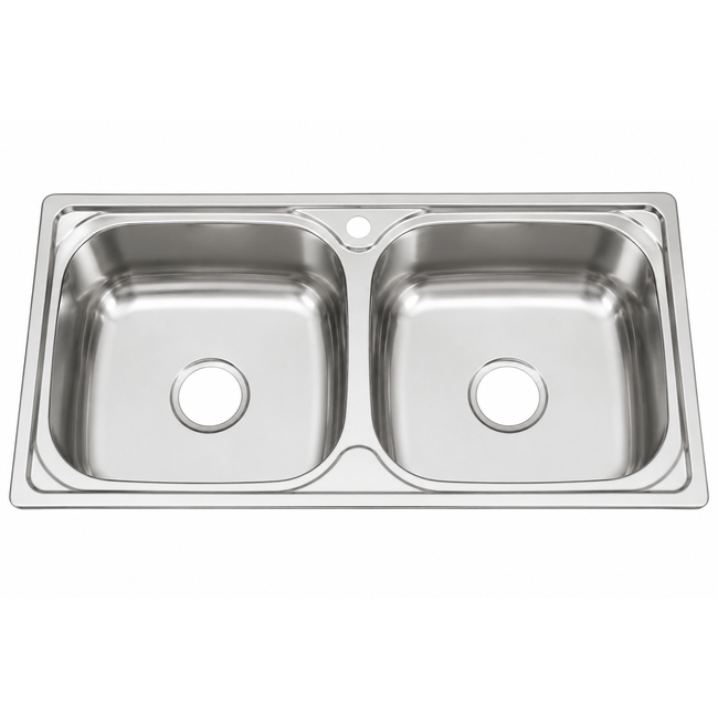 Νεροχύτης INOX Διπλός 100 × 50 cm Με Υπερχείλιση