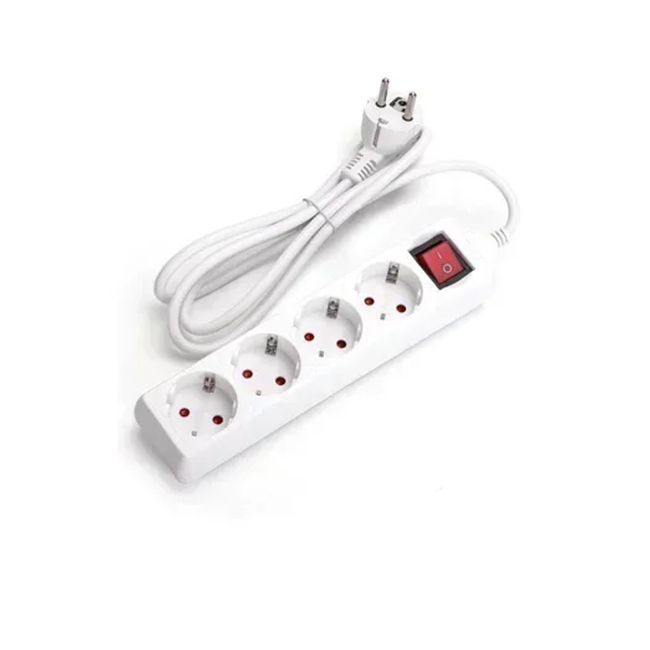 Πολύμπριζο 4 Θέσεων (3 X 1,5 mm) 1,5m Με Καλώδιο Και Διακόπτη EUROLAMP