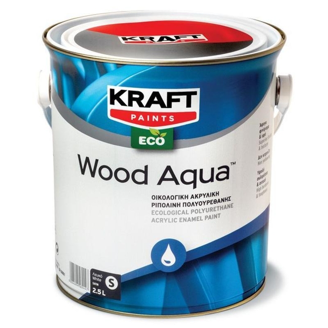 Οικολογική Ακρυλική Ριπολίνη Wood Aqua - Kraft Paints "Λευκό Γυαλιστερό" 2.5L