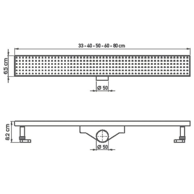 Κανάλι Ντουζιέρας Inox Με Ρυθμιζόμενο Ύψος Dolu 93765 50cm