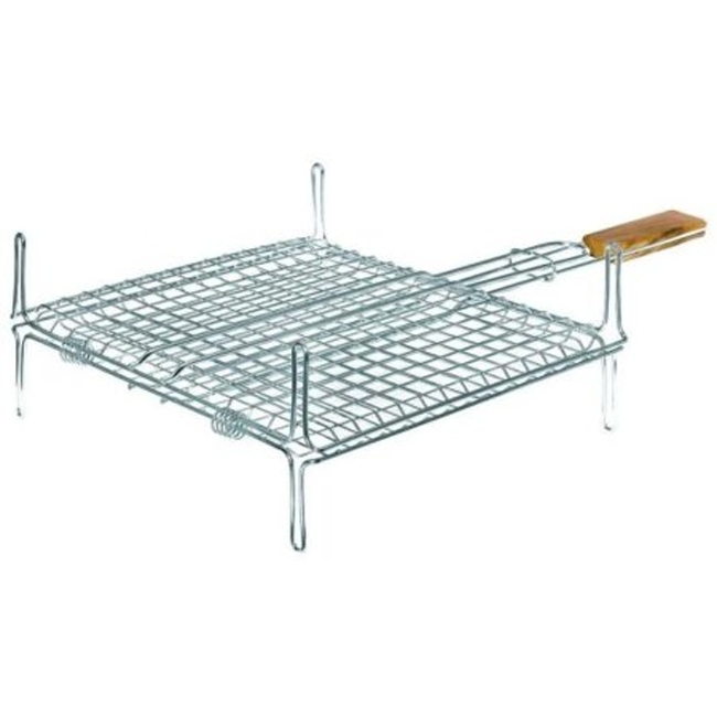 Σχάρα Καρέ Inox Με Ποδιά Και Ξύλινη Λαβή 38.5 X 31.5cm
