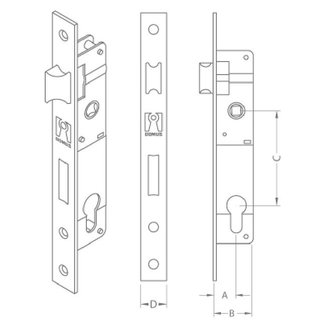 Κλειδαριά Γλωσσού Domus 91125 25mm Για Πόρτα Σιδήρου & Αλουμινίου