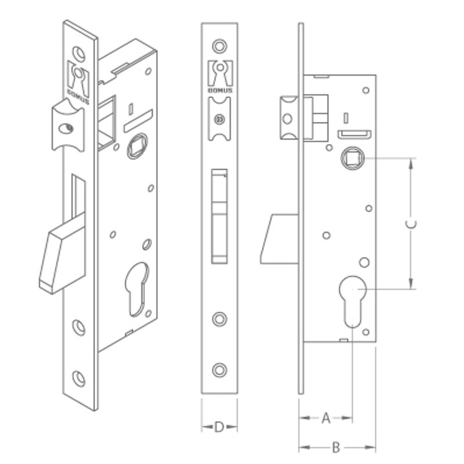 Κλειδαριά Μαχαιρωτή Domus 914357K 35mm Χρωμίου Για Πόρτα Αλουμινίου