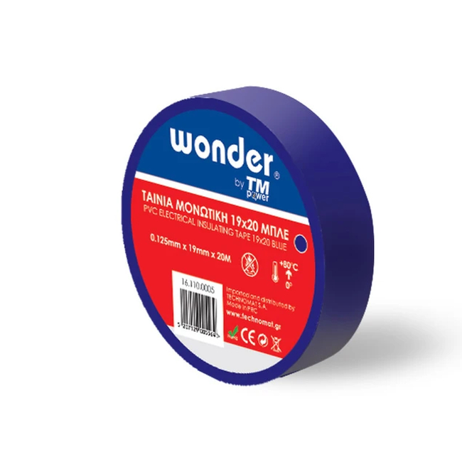 Ταινία Μονωτική AIR-CONDITION 19mm Χ 20m Wonder (Μπλε)