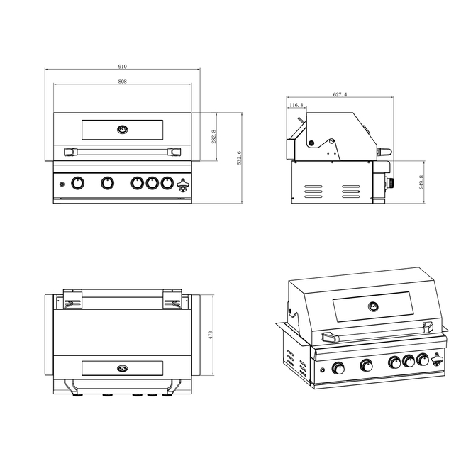 BBQ ΥΓΡΑΕΡΙΟΥ SEMI-PROF TGH-BI-B4-G 4+1 19,3kW