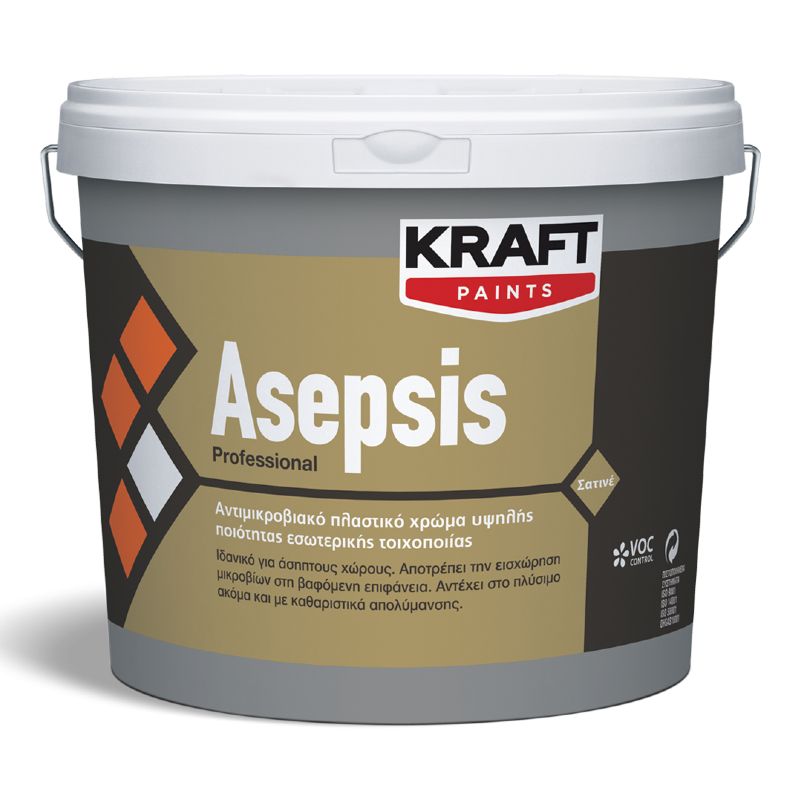 Αντιμικροβιακό Πλαστικό Χρώμα Asepsis - Kraft Paints 3L