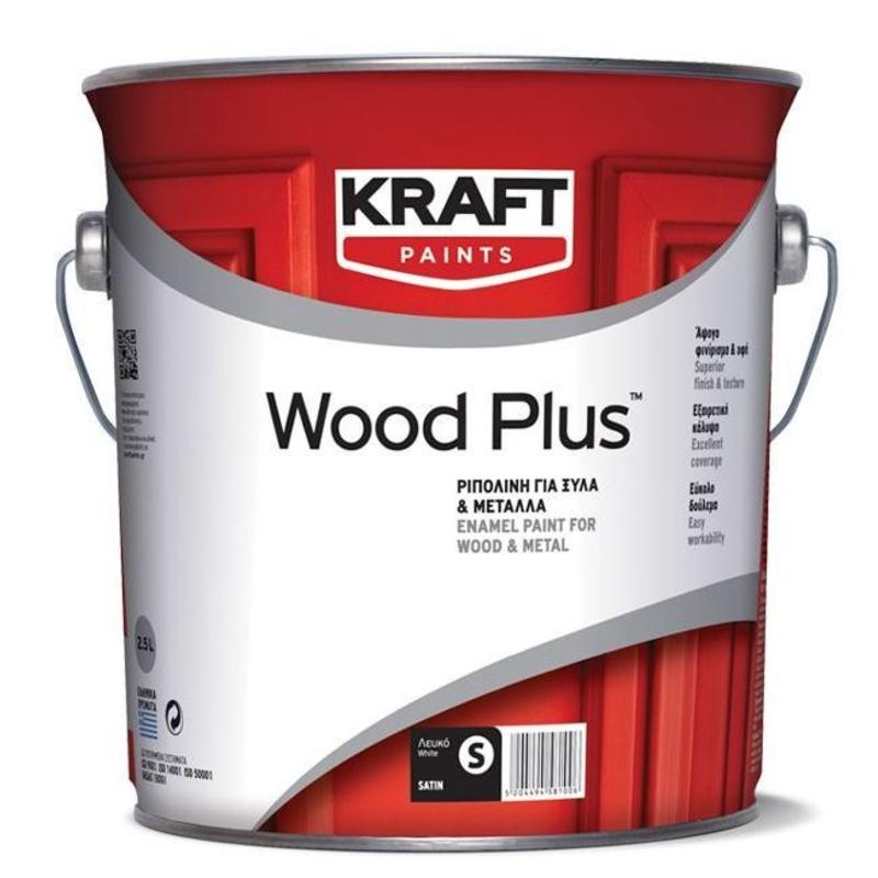 Ριπολίνη Wood Plus - Kraft Paints "Λευκό Σατινέ" 0.75L