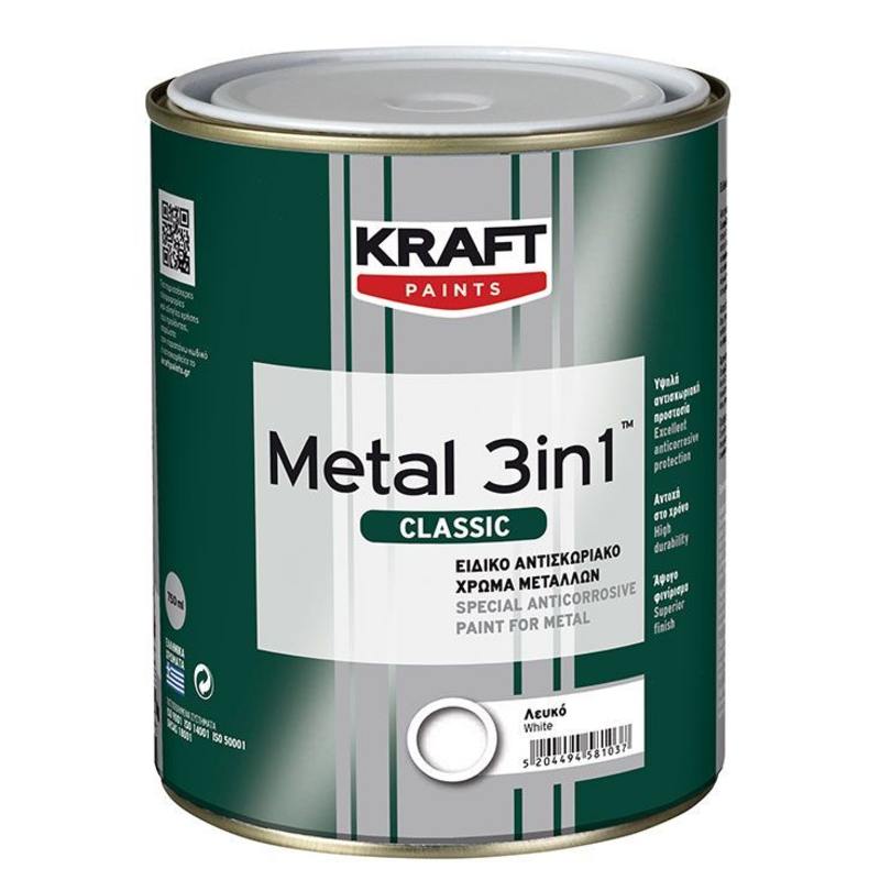 Αντισκωριακό Χρώμα Metal 3IN1 Classic - Kraft Paints "Μαύρο" 0.75L
