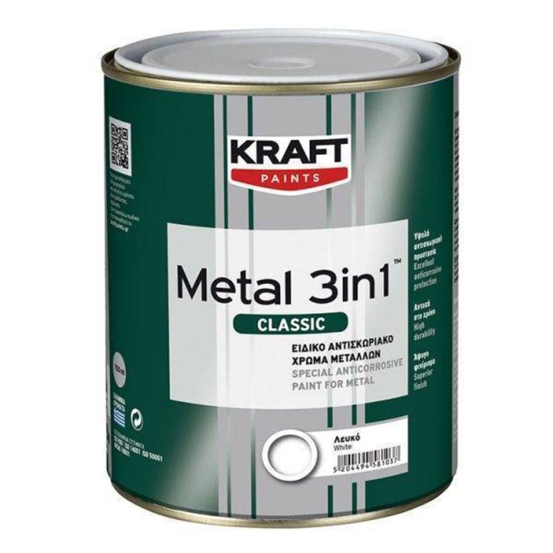 Αντισκωριακό Χρώμα Metal 3IN1 Classic - Kraft Paints "Μπορντό 322" 0.75L