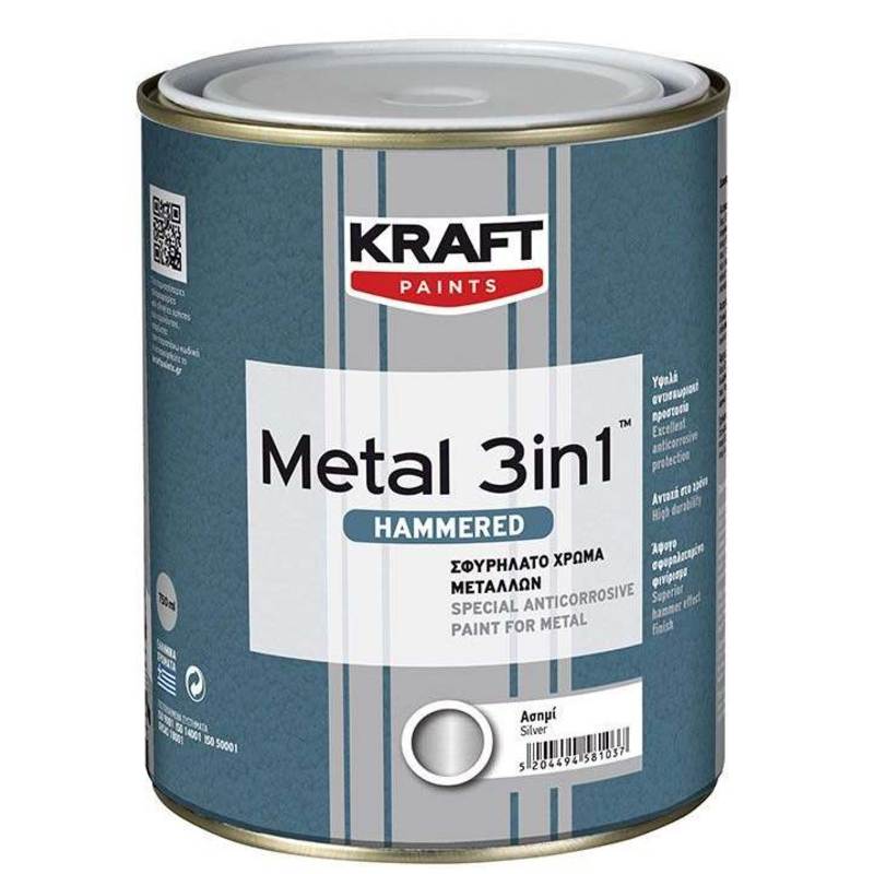 Σφυρήλατο Αντισκωριακό Χρώμα Metal 3IN1 Hammered - Kraft Paints "Μπορντό 418" 2.5L