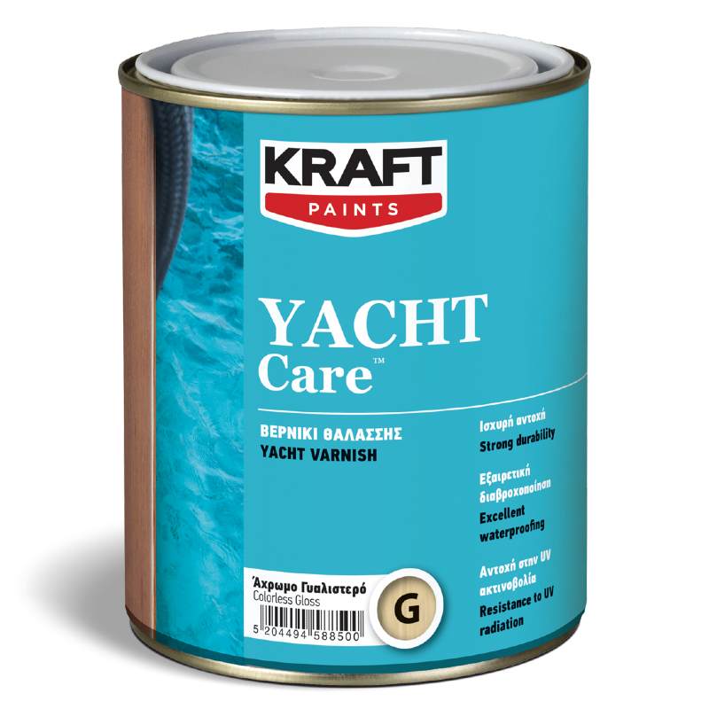 Yatcht Care Βερνίκι Θαλάσσης - Kraft Paints  "Διάφανο Γυαλιστερό" 0.75L
