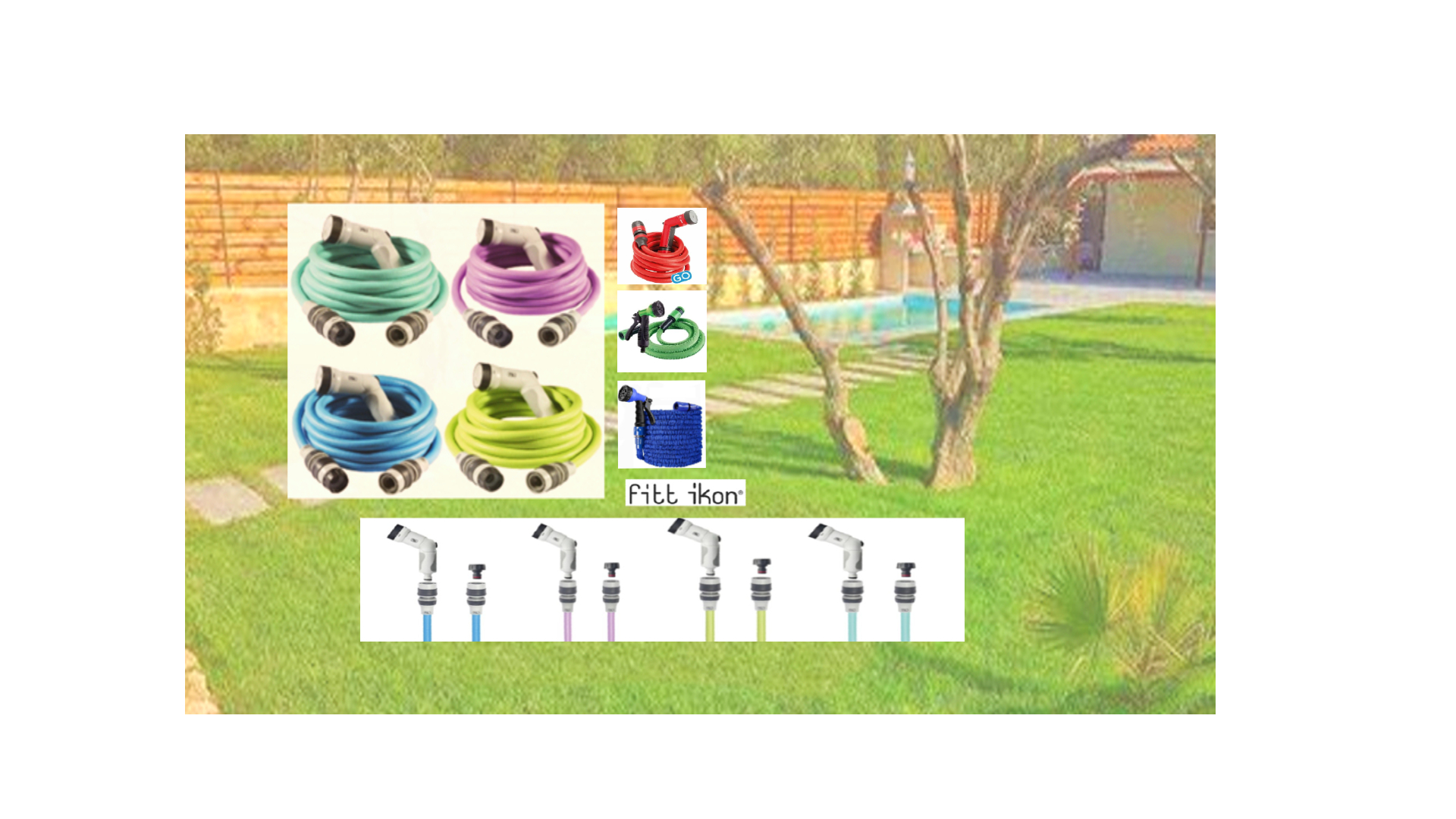 rellosgreen.gr slide image Επεκτεινόμενα Λάστιχα Κήπου Τώρα στην Rellos Green το πότισμα του κήπου σου γίνεται πιο εύκολο με τα επεκτεινόμενα λάστιχα της Fitt icon σε 4 υπέροχα χρώματα και τα λάστιχα με ρυθμιζόμενο εκτοξευτήρα νερού.